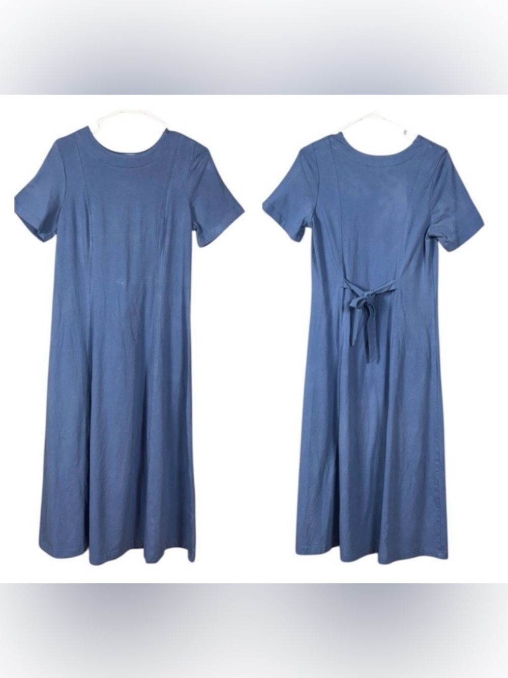 Cold Water Creek Mack Dress Size MP Blue Minimalist Coastal Capsule Casual